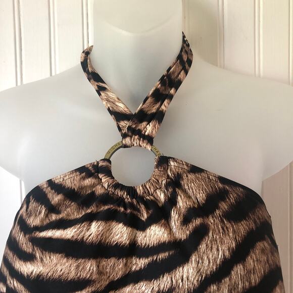 MICHAEL KORS Retail $158 Tiger Print Halter Tankini 2 Piece Bikini Size XSmall - Picture 2 of 6